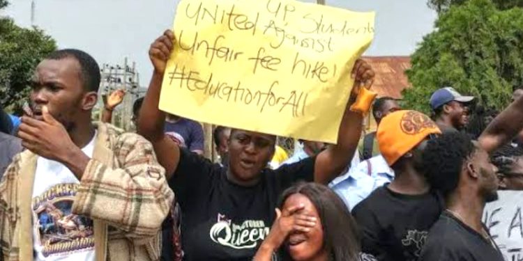UniJos students protest over hike in school fees 