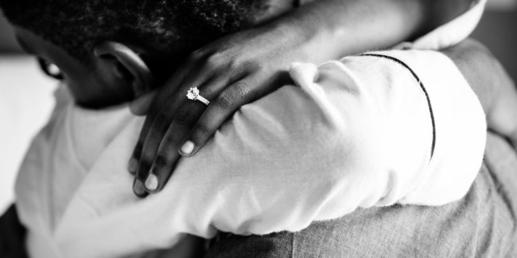 Couple embracing
