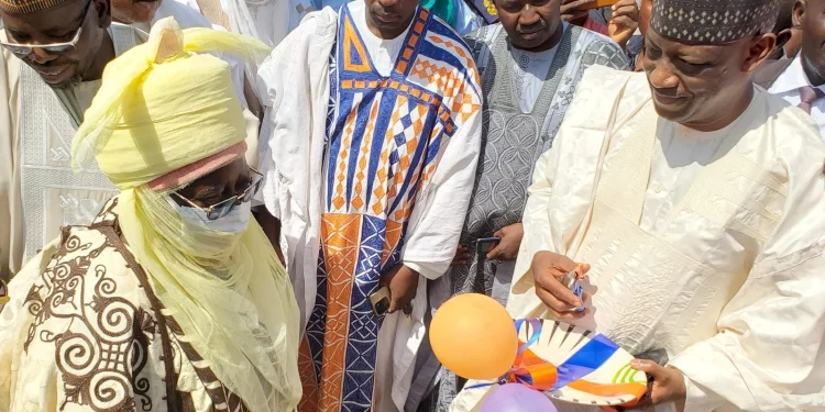 From LtoR: Engr Sale Mohammed, Mai Kaltungo and Mr Abdu Mohammed, MD JED during the inauguration of two 33KV feeders in Billiri, Gombe StatePower