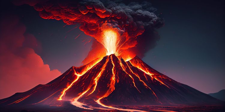 erupting volcano