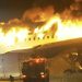 Japan airlines plane in flames after collision