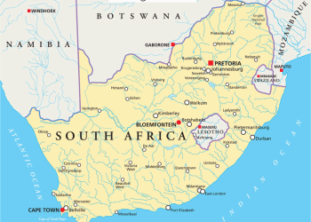 South Africa on map