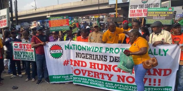 Happening now: NLC members protest economic hardship in Lagos