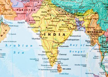 Map with India in focus.