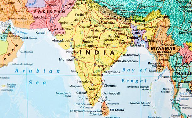 Map with India in focus.