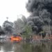 The scene at Bugama, Asari Toru Local Government Area of Rivers State where Nigerian Navy Ship (NNS) Pathfinder, Port Harcourt destroyed illegal crude oil refineries