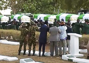 Military holds burial for Okuama victims as Tinubu, state governors pay last respect