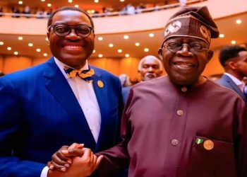 Tinubu jubilates with AfDB President, Adesina over Leadership award