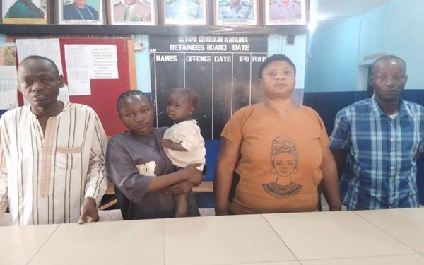 Police arrest four notorious child trafficking syndicates , rescue one in Kaduna