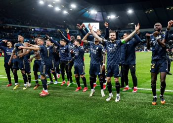 Madrid players celebrate their victory