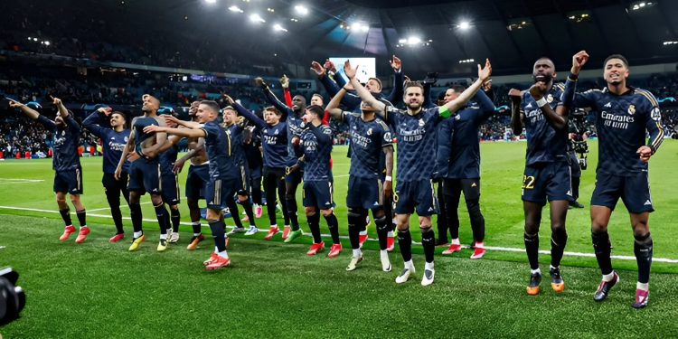 Madrid players celebrate their victory