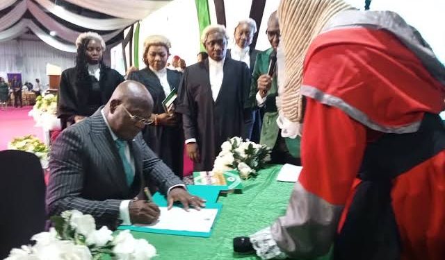 Pius Olanrewaju takes oath of office as 23rd CIBN president
