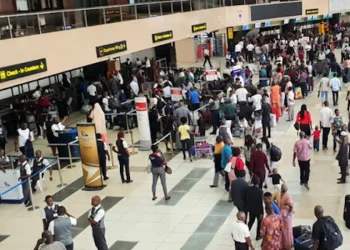 Travellers at the Muritala Mohammed Airport, Lagos