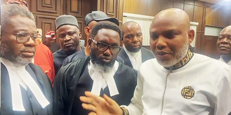 Nnamdi Kanu arrives court for trial, condemns South-East killings