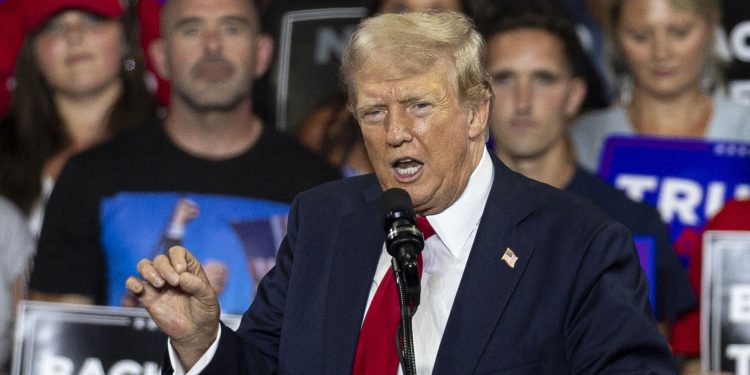 Fact check: Trump made at least 10 false claims about Kamala Harris in a single rally speech