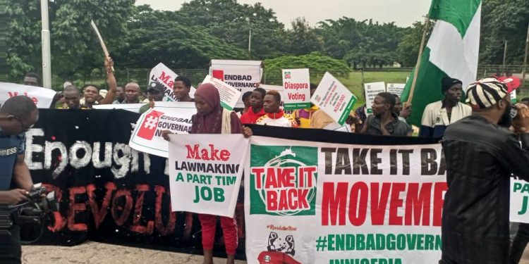 #EndBadGovernanceProtest: Protesters converge on Abuja stadium