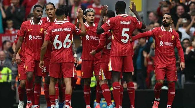 EPL: Diaz fires Liverpool to top of premier league, Man Utd held at Palace