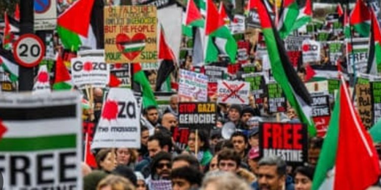 Anti-war protesters march in London before October 7 anniversary