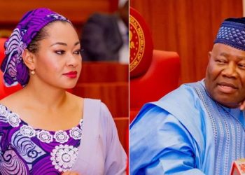 Senator Natasha Akpoti-Uduaghan and Senate president, Godswill Akpabio