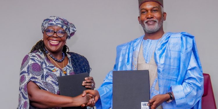 Ms. Elsie Attafuah, UNDP Resident Representative in Nigeria and Minister of Foreign Affairs, Ambassador Yusuf Tuggar, at the RPD programme. [PHOTO CREDIT: Official X account of UNDP Nigeria |@UNDPNigeria]