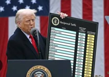Trump displays US comparative tariff figures at the White House