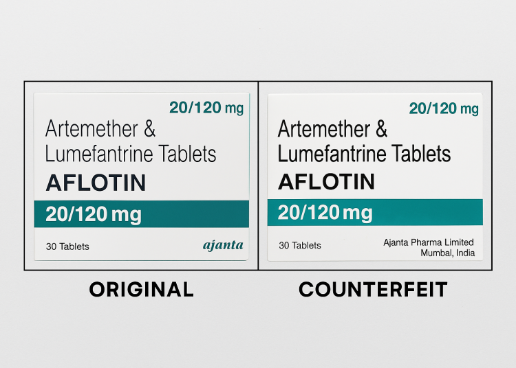Sample of Original and Fake Aflotin tablets according to NAFDAC