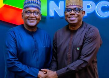 CEO of Dangote Group, Alhaji Aliko Dangote and Chairman of NNPC, Mr Bashir Bayo Ojulari