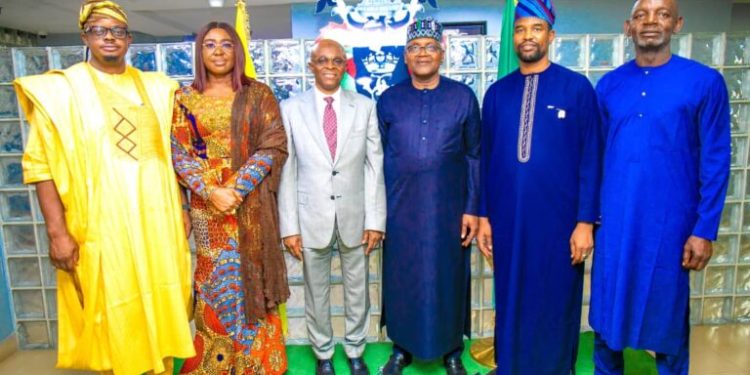 The Managing Director/CEO Nigerian Ports Authority Dr Abubakar Dantsoho and CEO Dangote Industries Ltd, Alhaji Aliko Dangote and other officials