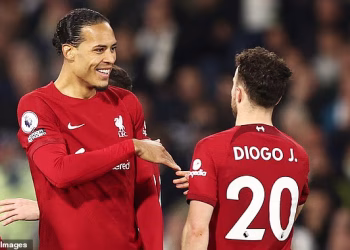 Liverpool captain Virgil van Dijk and Diogo Jota