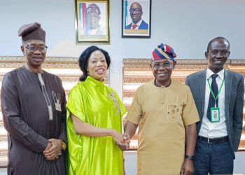 From left: Executive Director, Nigerian Capital Development Fund, Chief Tajudeen Kareem; Director General, Edo State Diaspora Agency, Dr Loretta Oduware Ogboro-Okor; Special Adviser to Edo State Governor on International Development Partners, Mr Collins Edomaruse and Project Manager, NCDF, Mr Lanre Olatunji at a partnership meeting in Benin recently