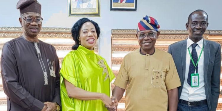 From left: Executive Director, Nigerian Capital Development Fund, Chief Tajudeen Kareem; Director General, Edo State Diaspora Agency, Dr Loretta Oduware Ogboro-Okor; Special Adviser to Edo State Governor on International Development Partners, Mr Collins Edomaruse and Project Manager, NCDF, Mr Lanre Olatunji at a partnership meeting in Benin recently