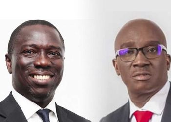 Mr Asue Ighodalo and Governor Monday Obekpolo