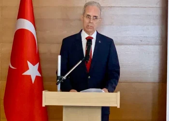 Turkish Envoy Mehmet Poroy speaking at the country’s Democracy and National Unity Day celebration on Tuesday night in Abuja