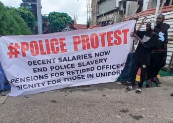 The ongoing police pension protest in Abuja [Photo Credit: Olukayode Jaiyeola]