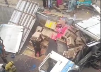 Truck plunges off Oshodi bridge after brake failure