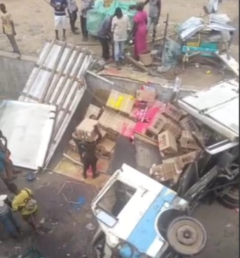 Truck plunges off Oshodi bridge after brake failure