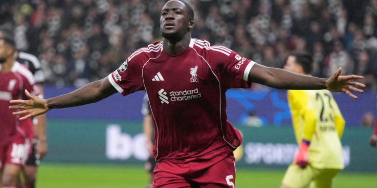 Liverpool breaks losing streak with 5-1 win at Frankfurt