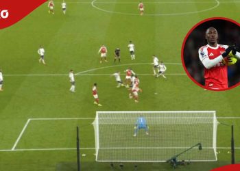 TV picture of Eberechi Eze's goal against Tottenham