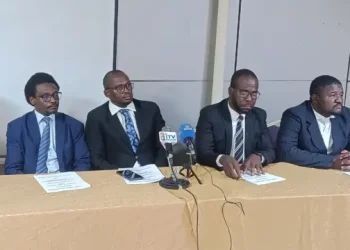 Lawyers at a press conference in Abuja speaking on PDP HQ