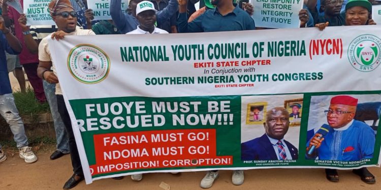 NYCN leads protest in FUOYE, ignores SUG threats