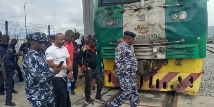 Police rescue passengers after Adogo train derailment