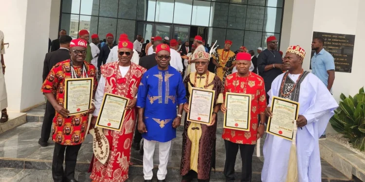 Chukwuma Soludo presents certificates to six new monarchs
