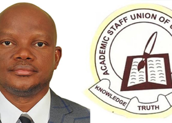 ASUU President, Chris Piwuna and the ASUU logo