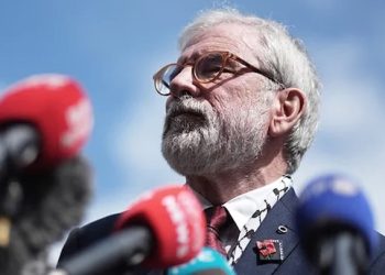 Former Sinn Féin leader Gerry Adams speaking at an event