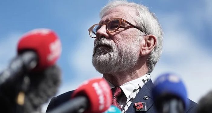 Former Sinn Féin leader Gerry Adams speaking at an event
