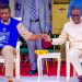 Gov. Babajide Sanwo-Olu of Lagos State and the General Overseer of the Redeemed Christian Church of God, Enoch Adejare Adeboye during prayer sessions in Lagos state