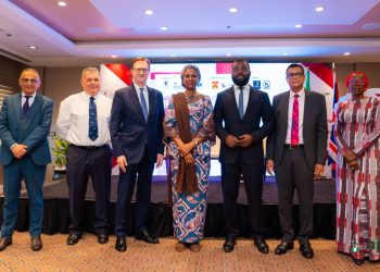 L-R: Atam Sandhu, Chief Executive, DMA Invest; Steve Grey OBE, UK Export Finance Lead; Dr Richard Montgomery, British High Commissioner to Nigeria; Aisha Rimi, Chief Executive, Nigeria Investment Promotion Commission; Ayo Sotinrin, MD/Chief Executive Nigeria's Bank of Agriculture (BoA), and Lovina Kayode, Director, Investor Relations, Nigeria Investment Promotion Commission, at the UK-Nigeria Trade mission in Abuja