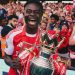 Bukayo Saka lifts the EPL Trophy at Selhurst Park