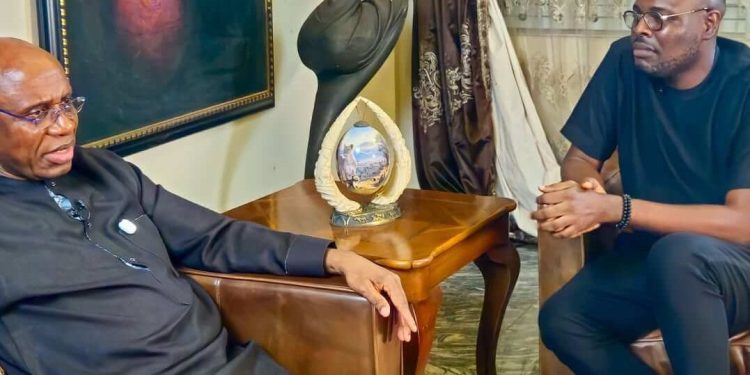 Rotimi Chibuike Amaechi [Left] with Chude Jideonwo[Right], on: “#WithChude in his first interview after the ADC presidential primaries.