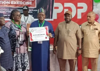 Mr. Samuel Ortom pronounces Senator Sandy Onorn as consensus presidential candidate of the PDP